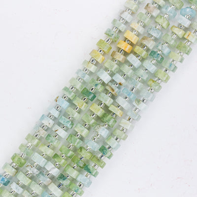 Natural Aquamarine, 6*4mm Rondelle Gemstone Strand, 16 Inch, About 75 Beads, Hole1mm