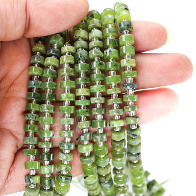 Natural Canadian Jade, 6*4mm Rondelle Gemstone Strand, 16 Inch, About 75 Beads, Hole1mm