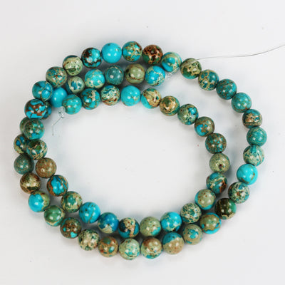 Turquoise Impression Jasper, 6mm round blue jasper gemstone, one full strand beads, 16inch, about 60 beads, 1mm hole