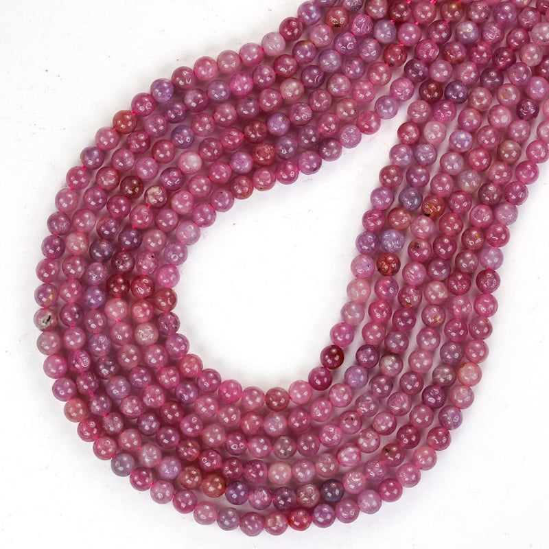 Natural Ruby, 4mm Round Natural Gemstone Beads, 15.5 Inch, 0.8mm Hole, About 96 Beads