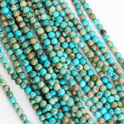 Turquoise Impression Jasper, 6mm round blue jasper gemstone, one full strand beads, 16inch, about 60 beads, 1mm hole