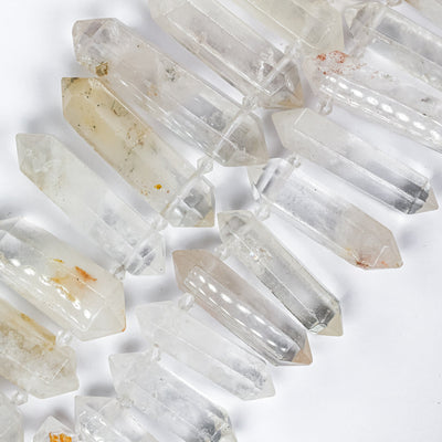 38-68mm*14-16mm Clear Quartz, Natural Gemstone Stick Point Beads, 15.5inch, 22pcs, Top Drilled