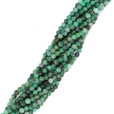 Natural Emerald Gemstone, 3.5mm Round Gemstone Strand, One Full Strand, 15.5inch, 0.6mm Hole, About 120 Beads