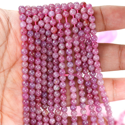 Natural Ruby, 4mm Round Natural Gemstone Beads, 15.5 Inch, 0.8mm Hole, About 96 Beads