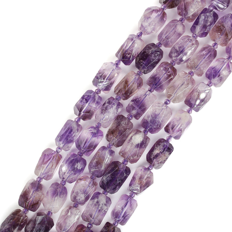 18-20mm*13-15mm Faceted Nugget Amethyst, Beads Gemstone Pendant, Center Drilled, 16inch, 18 pcs, Hole 2.50mm