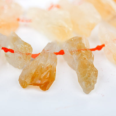 Natural Raw Citrine , 28mm-34mm raw point gemstone strand, 17 inch, 1.5mm hole, about 33 beads