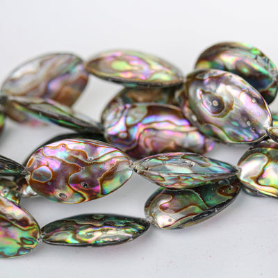 Natural Abalone Shell Beads, 20-24mm*12-15mm Oval Button Beads , 4-7mm Thick, 15.5inch  , About 19 Beads, 1mm Hole