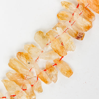 Natural Raw Citrine , 28mm-34mm raw point gemstone strand, 17 inch, 1.5mm hole, about 33 beads