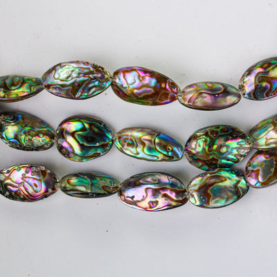 Natural Abalone Shell Beads, 20-24mm*12-15mm Oval Button Beads , 4-7mm Thick, 15.5inch  , About 19 Beads, 1mm Hole