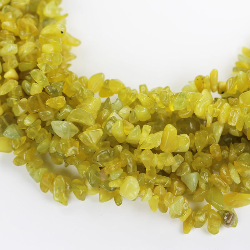 Lemon jade, 6*8mm nugget shape gemstone chips, one full strand  hole 1mm, 16", 1mm hole