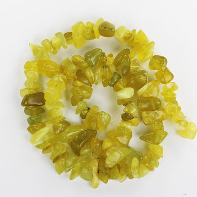 Lemon jade, 6*8mm nugget shape gemstone chips, one full strand  hole 1mm, 16", 1mm hole