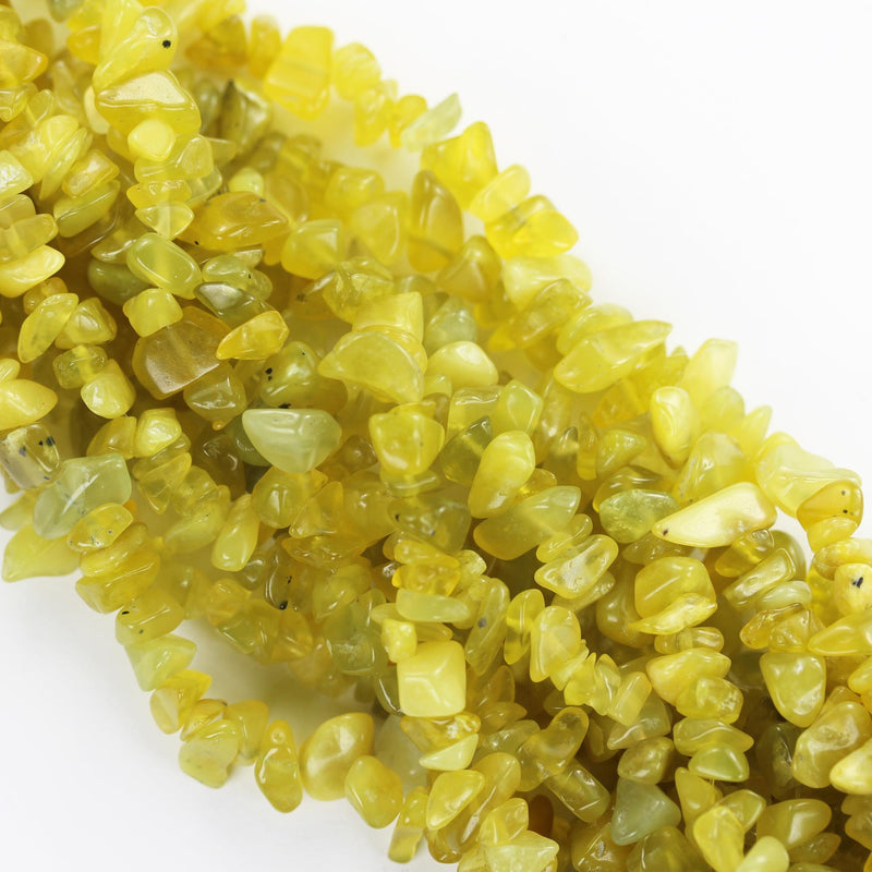 Lemon jade, 6*8mm nugget shape gemstone chips, one full strand  hole 1mm, 16", 1mm hole