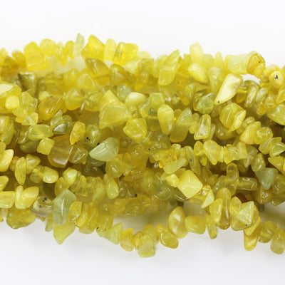 Lemon jade, 6*8mm nugget shape gemstone chips, one full strand  hole 1mm, 16", 1mm hole