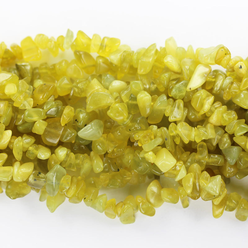 Lemon jade, 6*8mm nugget shape gemstone chips, one full strand  hole 1mm, 16", 1mm hole