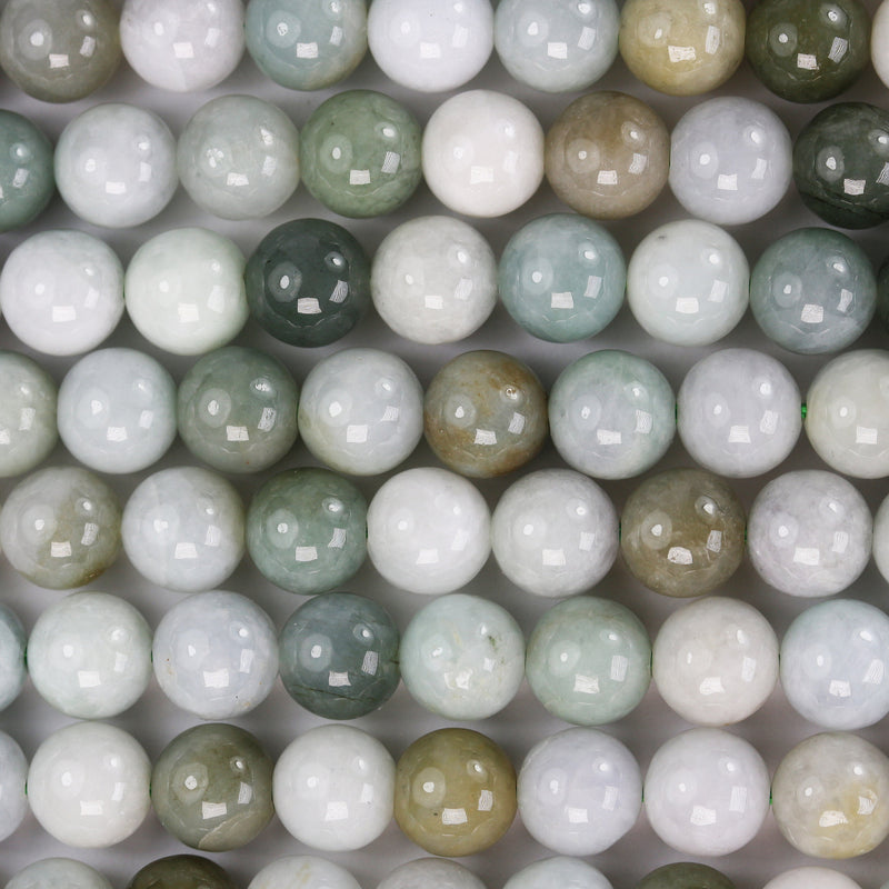 Natural burmese burma jade , 8mm round gemstone, one full strand green beads strand, 1mm hole, 16"