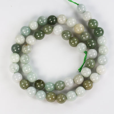 Natural burmese burma jade , 8mm round gemstone, one full strand green beads strand, 1mm hole, 16"