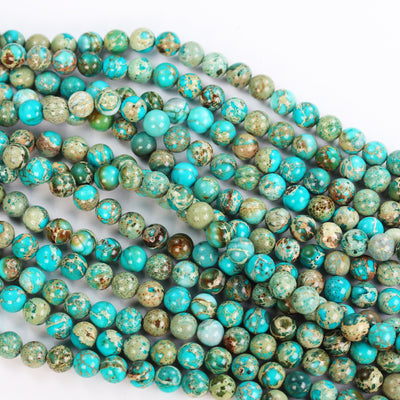 Turquoise Impression Jasper, 8mm round blue jasper gemstone, one full strand beads, 16inch, about 50 beads, 1mm hole