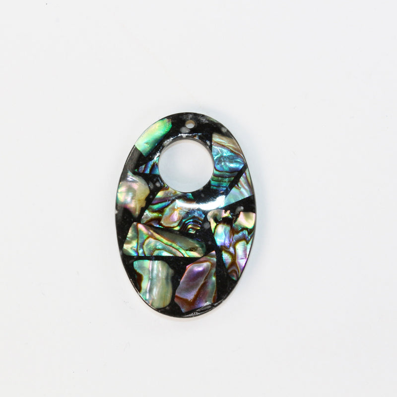 2pcs natural abalone shell pendant, oval donut shape top drilled, size 31*21mm, inner circle 7mm