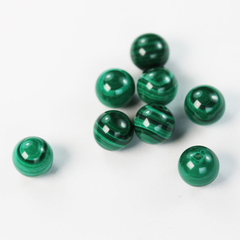 Natural Malachite, 2pcs 8mm Half Drilled Round, for Making earring/Ring/pendant, hole 1mm