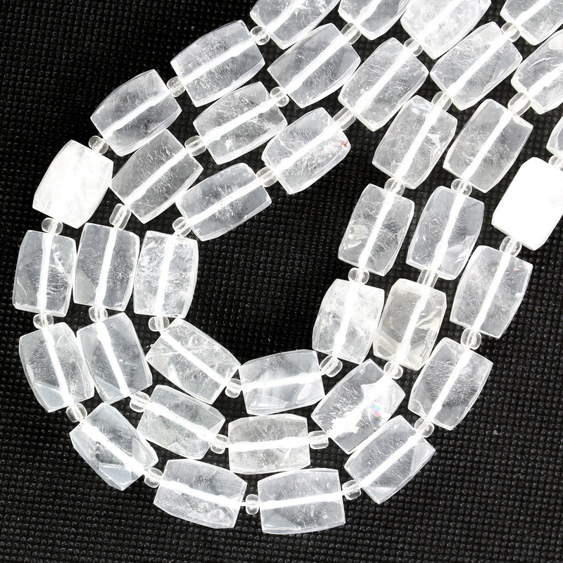 Natural Clear Quartz, 17mm*12mm Faceted Rectangular Nugget Gemstone,  Hole 1mm, 16 Inches, Approx 30 Beads