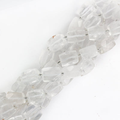 Natural Clear Quartz, 17mm*12mm Faceted Rectangular Nugget Gemstone,  Hole 1mm, 16 Inches, Approx 30 Beads