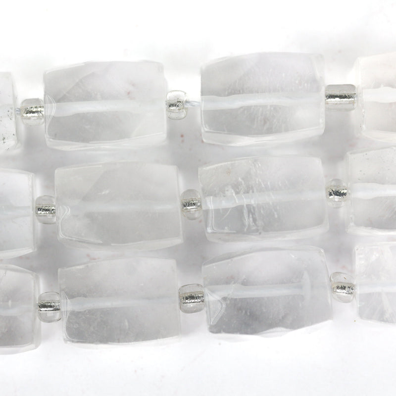 Natural Clear Quartz, 17mm*12mm Faceted Rectangular Nugget Gemstone,  Hole 1mm, 16 Inches, Approx 30 Beads