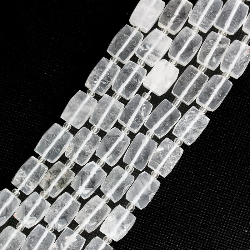 Natural Clear Quartz, 17mm*12mm Faceted Rectangular Nugget Gemstone,  Hole 1mm, 16 Inches, Approx 30 Beads