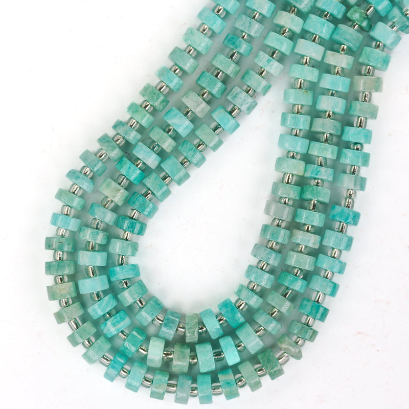 Natural Amazonite, 6*4mm Rondelle Gemstone Strand, 16 Inch, About 75 Beads, Hole 1mm