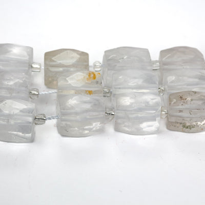 Natural Clear Quartz, 17mm*12mm Faceted Rectangular Nugget Gemstone,  Hole 1mm, 16 Inches, Approx 30 Beads