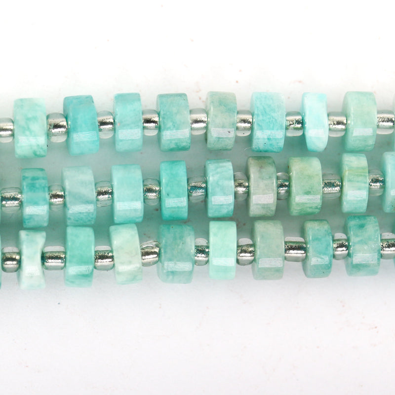 Natural Amazonite, 6*4mm Rondelle Gemstone Strand, 16 Inch, About 75 Beads, Hole 1mm