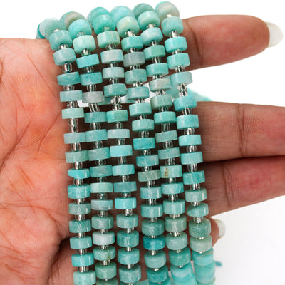 Natural Amazonite, 6*4mm Rondelle Gemstone Strand, 16 Inch, About 75 Beads, Hole 1mm