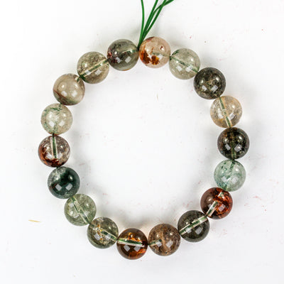 Rutilated Quartz, Round Clear/Brown/Green Gemstone, 8inch, About 18beads, Hole 1mm