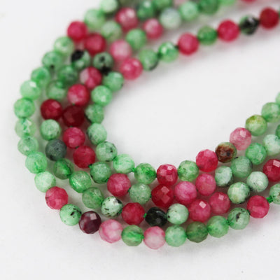 Natural ruby zoisite,  2.4mm faceted round, one full strand , about 170beads,16", 0.6mm hole