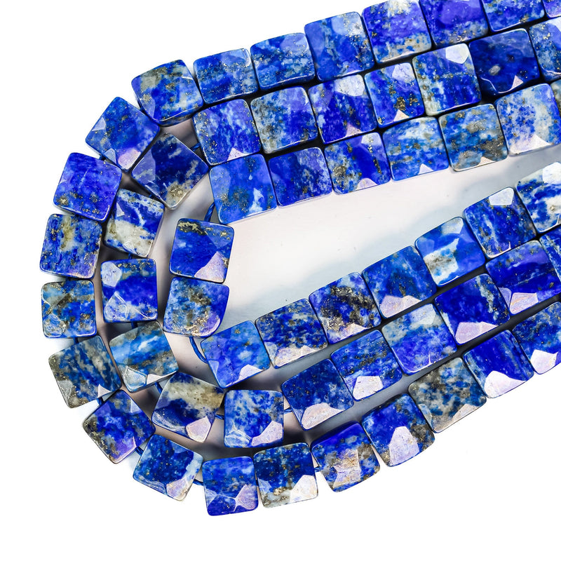 Natural lapis lazuli, 9-10mm natural gemstone faceted square, 15.5 inch, about 41 beads,1mm hole