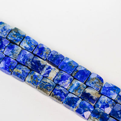 Natural lapis lazuli, 9-10mm natural gemstone faceted square, 15.5 inch, about 41 beads,1mm hole