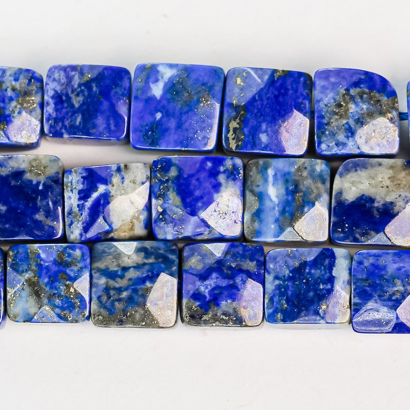 Natural lapis lazuli, 9-10mm natural gemstone faceted square, 15.5 inch, about 41 beads,1mm hole