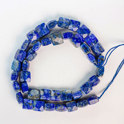 Natural lapis lazuli, 9-10mm natural gemstone faceted square, 15.5 inch, about 41 beads,1mm hole