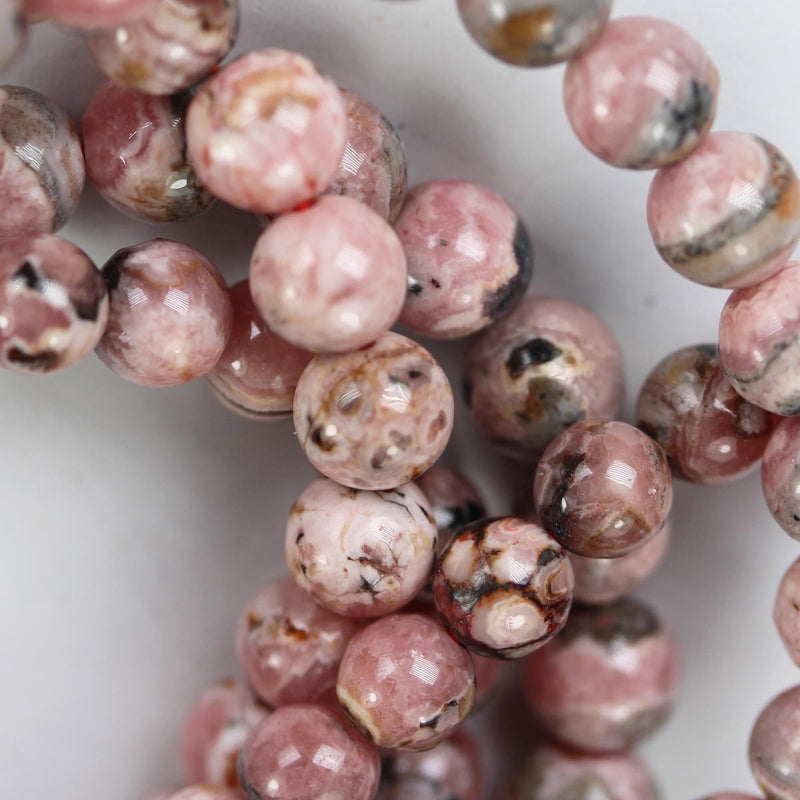 Natural rhodochrosite, 6.5 / 7 / 7.5mm round gemstone bracelet, about 25 beads, 1mm hole