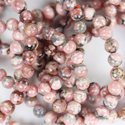 Natural rhodochrosite, 6.5 / 7 / 7.5mm round gemstone bracelet, about 25 beads, 1mm hole