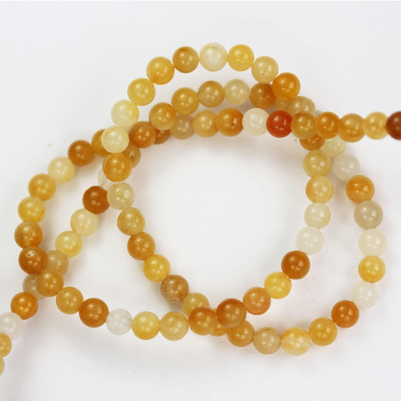 Old yellow jade, 4mm round gemstone strand, 15.5 inch , about 90 beads , 1mm hole