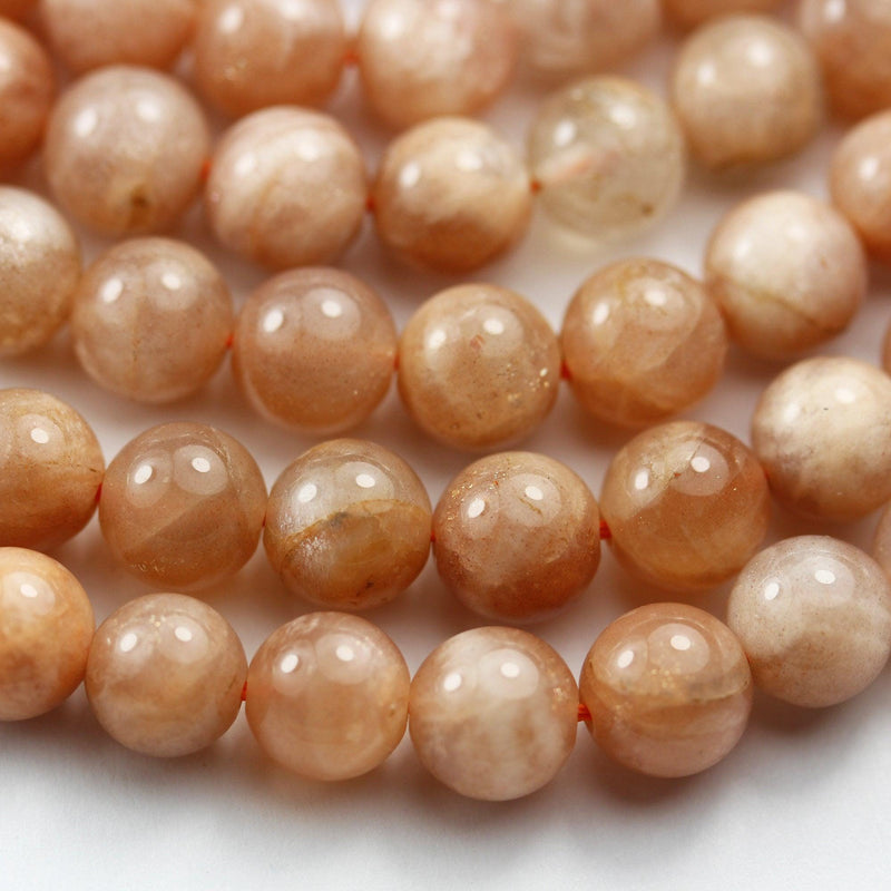 Sunstone, 8mm natural peach color gemstone, one full strand, hole 1mm, 50 beads