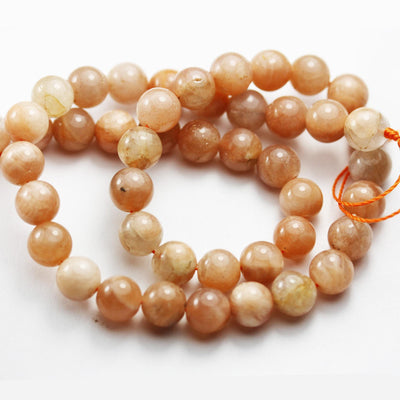 Sunstone, 8mm natural peach color gemstone, one full strand, hole 1mm, 50 beads