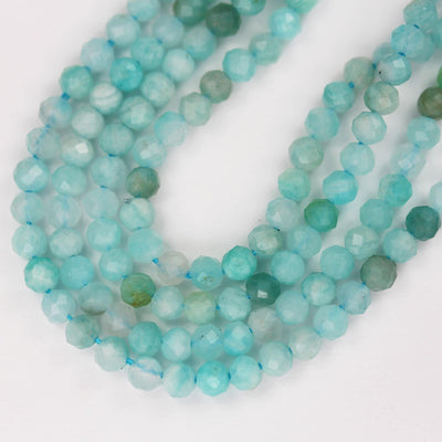 Green amazonite, 3mm faceted round natural gemstone strand, one full strand,  about110 beads,hole0.6mm,16"