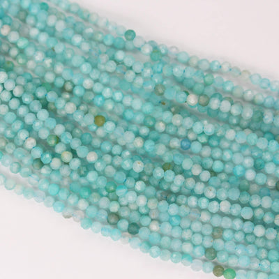 Green amazonite, 3mm faceted round natural gemstone strand, one full strand,  about110 beads,hole0.6mm,16"