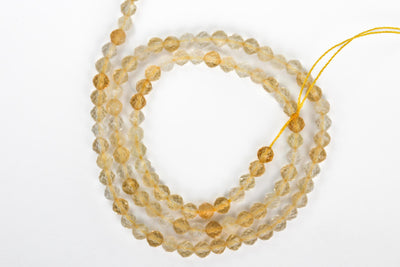 Natural citrine, 3mm faceted round shape gemstone beads, 15.5 inch , 0.8mm hole, about 120beads