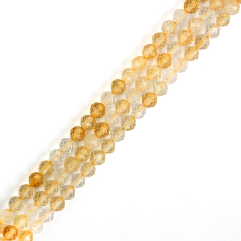 Natural citrine, 3mm faceted round shape gemstone beads, 15.5 inch , 0.8mm hole, about 120beads