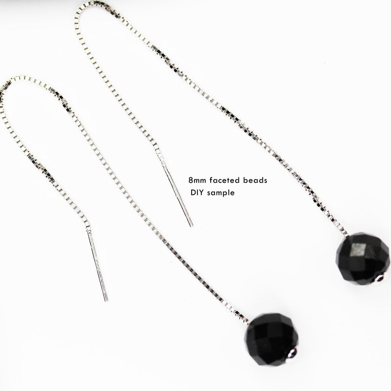 6mm black rutilated quartz, faceted round gemstone,7.5inch clear/ grey&black, about 33beads, hole 1mm