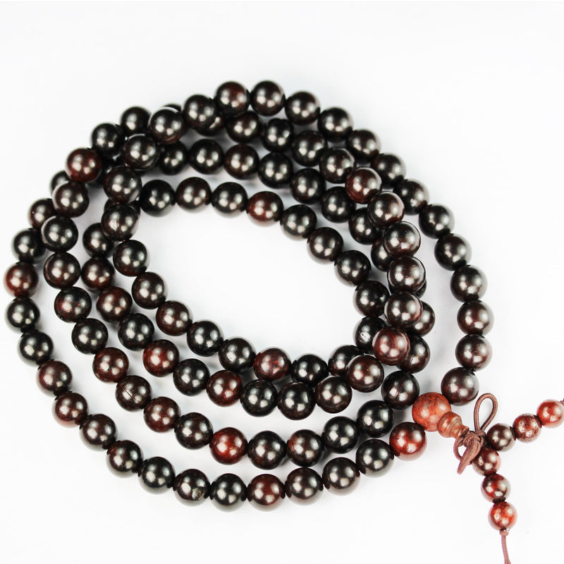 108pcs natural rosewood mala prayer beads necklace/bracelet strand, one full strand,8mm round