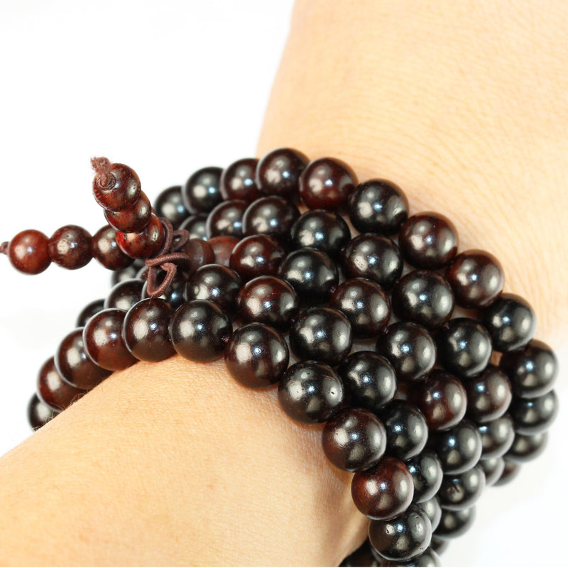 108pcs natural rosewood mala prayer beads necklace/bracelet strand, one full strand,8mm round