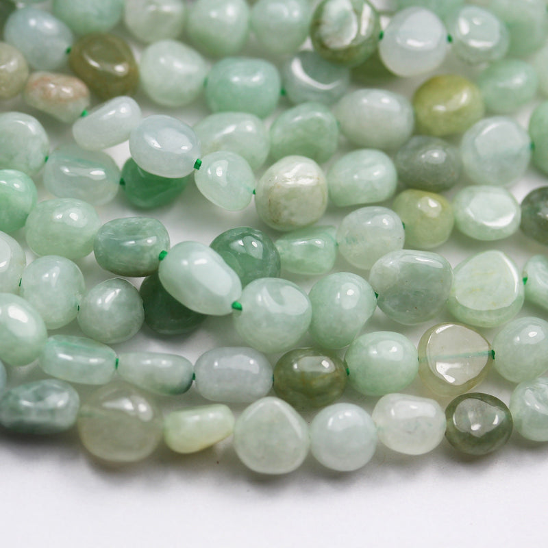 Natural Burmese Burma Jade, 6*6-8mm Natural Gemstone Nugget, 15.5inch , about 65 beads , 1mm hole